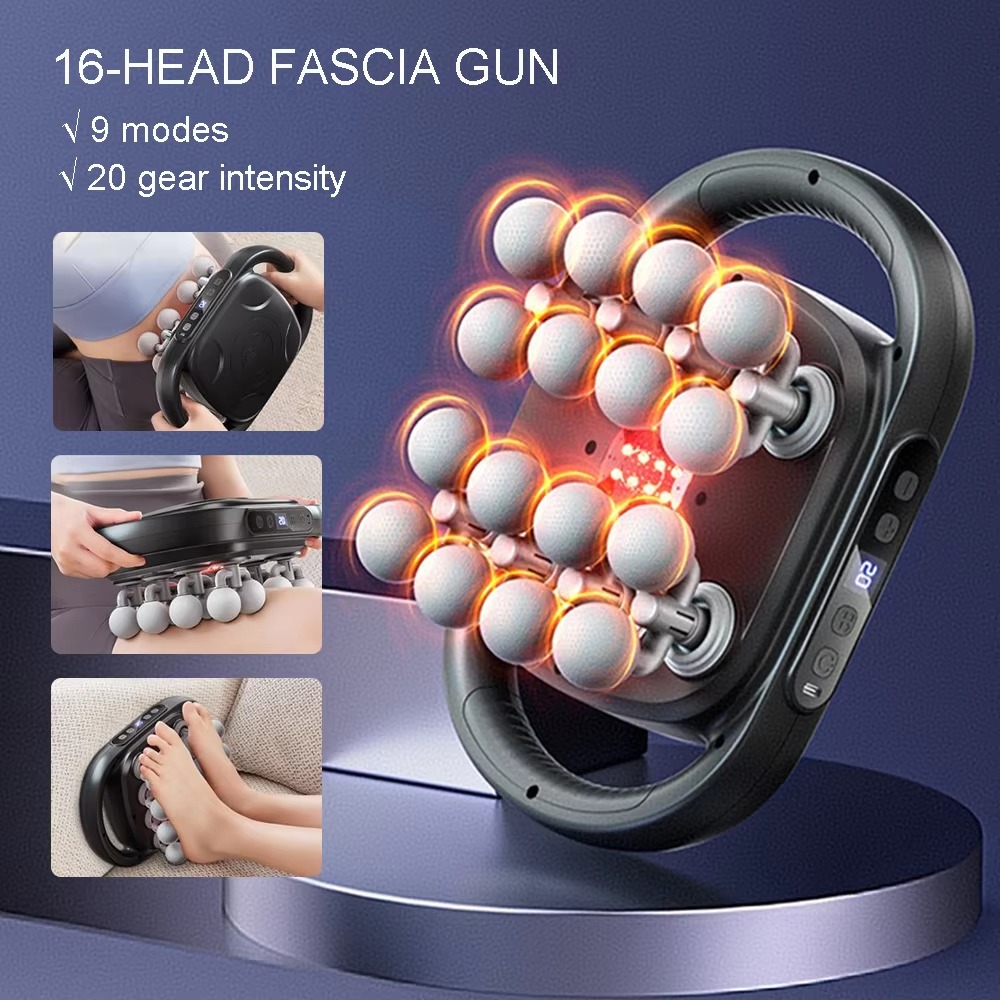 Massage Gun - 고주파 진동 16헤드 마사지건, 전신 마사지,