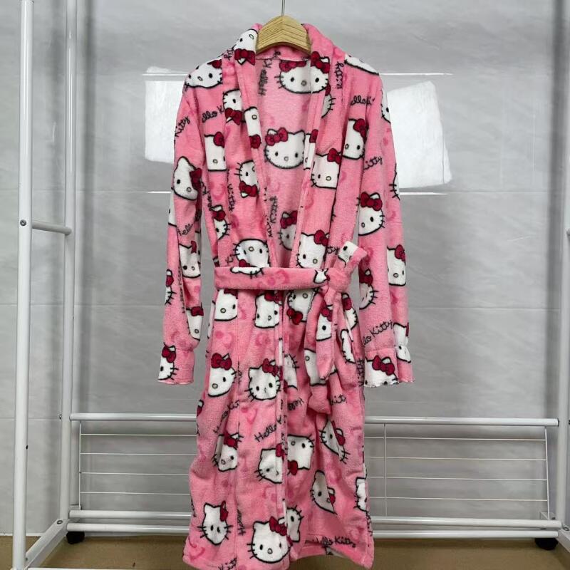 나이트 가운 헬로 키티 새로운 가을 겨울 따뜻한 중간  - Bathrobe 리뷰 및 가격
