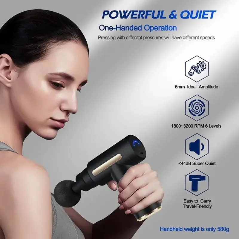 휴대용 근막 마사지 총 전기 타악기 권총 마사지 LED - Massage Gun 리뷰 및 가격