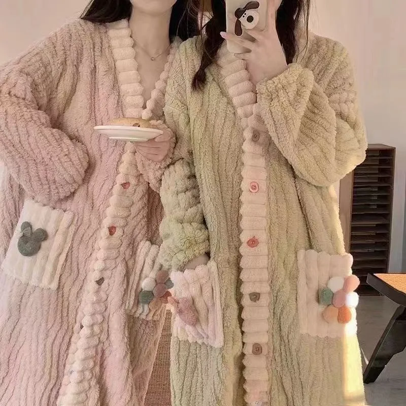 여성용 패딩 두꺼운 따뜻한 로브 겨울 긴 소매 잠옷 플 - Bathrobe 리뷰 및 가격