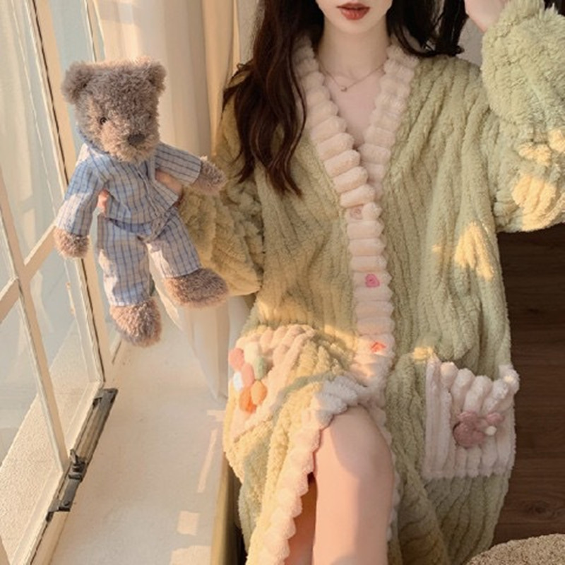 여성용 패딩 두꺼운 따뜻한 로브 겨울 긴 소매 잠옷 플 - Bathrobe 리뷰 및 가격
